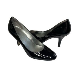ANNE KLEIN Wishful Black Patent Leather Rounded Toe Pumps, Size 9M